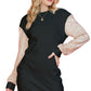 Black Sequin Splicing Sleeve Knit Mini Dress