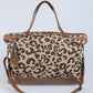 Leopard Print Studded Tassel Zipper Tote Bag