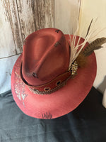 Rate hat custom med rustic burnt red
