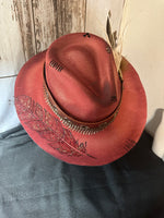 Rate hat custom med rustic burnt red